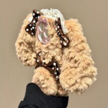 Furry Polka Dot Bowknot Bunny iPhone Case - ArtGalleryZen