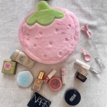 Furry Strawberry Makeup Bag Portable Travel Large Capacity Storage Bag - ArtGalleryZen