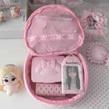 Furry Strawberry Makeup Bag Portable Travel Large Capacity Storage Bag - ArtGalleryZen