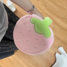 Furry Strawberry Makeup Bag Portable Travel Large Capacity Storage Bag - ArtGalleryZen