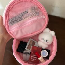 Furry Strawberry Makeup Bag Portable Travel Large Capacity Storage Bag - ArtGalleryZen