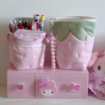 Furry Strawberry Pencil Case Storage Bag - ArtGalleryZen