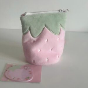 Furry Strawberry Pencil Case Storage Bag - ArtGalleryZen
