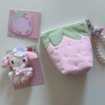 Furry Strawberry Pencil Case Storage Bag - ArtGalleryZen