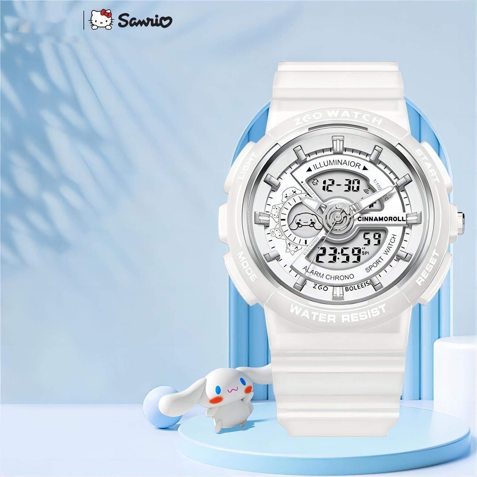 Genuine Sanrio Cinnamoroll Waterproof Multifunction Electronic Dual Display Quartz Watch - ArtGalleryZen