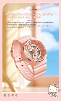 Genuine Sanrio Hello Kitty Waterproof Multifunction Electronic Dual Display Quartz Watch - ArtGalleryZen