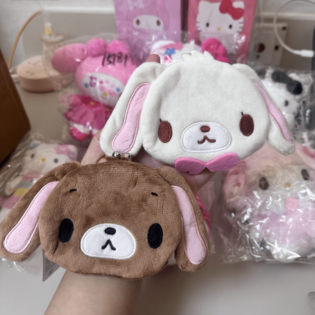 Genuine Sanrio Sugarbunnies Plush Mouth Gold Bag - ArtGalleryZen