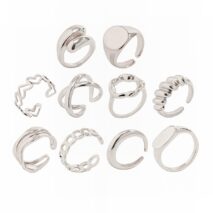 Geometric 10pcs Gold Plated Hollow Heart Waterdrop Round Disk Open Ring Set - ArtGalleryZen