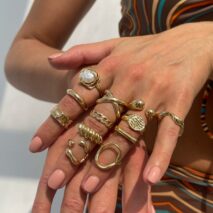 Geometric 12pcs Gold Silver Tone Hollow Twisted Open Ring Set - ArtGalleryZen