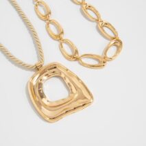 Geometric 2pcs Irregular Hoop Pendant Necklace Set - ArtGalleryZen