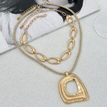 Geometric 2pcs Irregular Hoop Pendant Necklace Set - ArtGalleryZen