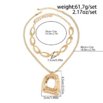 Geometric 2pcs Irregular Hoop Pendant Necklace Set - ArtGalleryZen