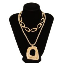 Geometric 2pcs Irregular Hoop Pendant Necklace Set - ArtGalleryZen