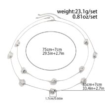 Geometric 2pcs Irregular Pattern Charm Long Chain Necklace Set - ArtGalleryZen