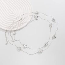 Geometric 2pcs Irregular Pattern Charm Long Chain Necklace Set - ArtGalleryZen