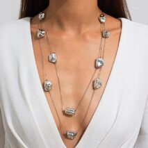Geometric 2pcs Irregular Pattern Charm Long Chain Necklace Set - ArtGalleryZen