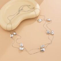 Geometric 2pcs Irregular Pattern Charm Long Chain Necklace Set - ArtGalleryZen