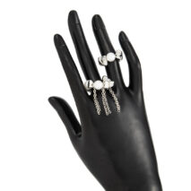 Geometric 2pcs Pearl Irregular Beaded Tassel Ring Set - ArtGalleryZen