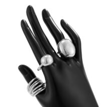 Geometric 3Pcs Chunky Glossy Hollow Ring Set - ArtGalleryZen