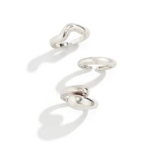 Geometric 3pcs Gold Plated Waterdrop Open Ring Set - ArtGalleryZen