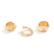 Geometric 3 Pcs Gold Silver Plated Irregular Ear Cuff Earrings Set - ArtGalleryZen