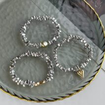 Geometric 3pcs Heart Charm Irregular Beaded Bracelet Set - ArtGalleryZen