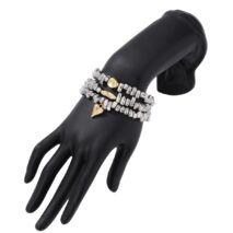 Geometric 3pcs Heart Charm Irregular Beaded Bracelet Set - ArtGalleryZen