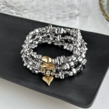 Geometric 3pcs Heart Charm Irregular Beaded Bracelet Set - ArtGalleryZen