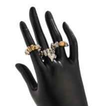 Geometric 3pcs Heart Charm Irregular Beaded Ring Set - ArtGalleryZen