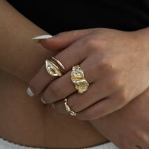 Geometric 3pcs Irregular Pleated Stackable Ring Set - ArtGalleryZen