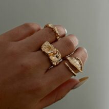 Geometric 3pcs Irregular Pleated Stackable Ring Set - ArtGalleryZen