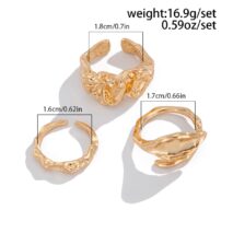 Geometric 3pcs Irregular Pleated Stackable Ring Set - ArtGalleryZen