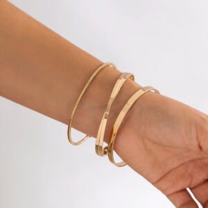 Geometric 3 Pieces Bangle Bracelet Set - ArtGalleryZen