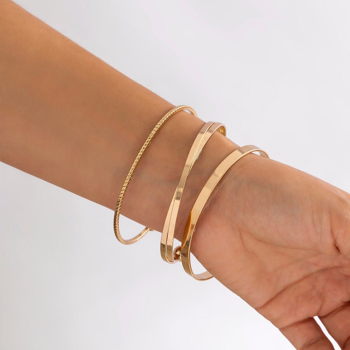 Geometric 3 Pieces Bangle Bracelet Set - ArtGalleryZen