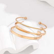 Geometric 3 Pieces Bangle Bracelet Set - ArtGalleryZen