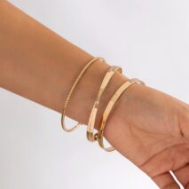 Geometric 3 Pieces Bangle Bracelet Set - ArtGalleryZen