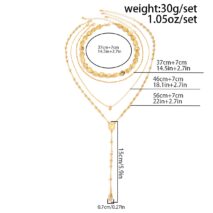 Geometric 4pcs Gold Silver Plated Waterdrop Pendant Y Necklace Set - ArtGalleryZen