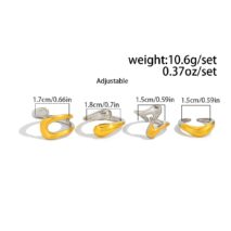 Geometric 4pcs Two Tone Waterdrop Ring set - ArtGalleryZen