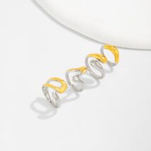 Geometric 4pcs Two Tone Waterdrop Ring set - ArtGalleryZen