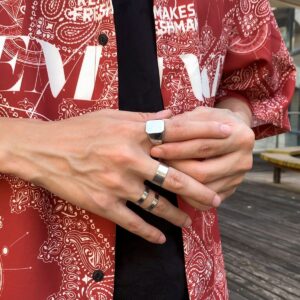 Geometric 4 Pieces Silver Tone Stackable Ring Set - ArtGalleryZen
