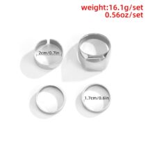 Geometric 4 Pieces Silver Tone Stackable Ring Set - ArtGalleryZen