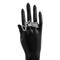 Geometric 5Pcs Chunky Hammered Stackable Open Ring Set - ArtGalleryZen