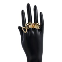 Geometric 5Pcs Chunky Hammered Stackable Open Ring Set - ArtGalleryZen