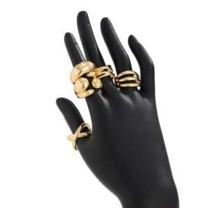 Geometric 5pcs Cross Hollow Open Ring Set - ArtGalleryZen