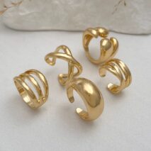 Geometric 5pcs Cross Hollow Open Ring Set - ArtGalleryZen