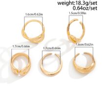 Geometric 5pcs Hollow Curved Pattern Stackable Ring Set - ArtGalleryZen