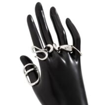 Geometric 5pcs Hollow Curved Pattern Stackable Ring Set - ArtGalleryZen