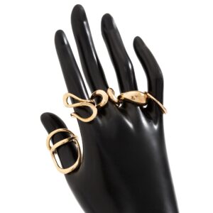 Geometric 5pcs Hollow Curved Pattern Stackable Ring Set - ArtGalleryZen