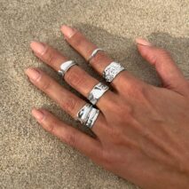 Geometric 6pcs Gold Silver Plated Textured Open Ring Set - ArtGalleryZen