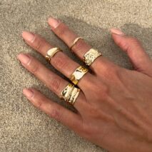 Geometric 6pcs Gold Silver Plated Textured Open Ring Set - ArtGalleryZen